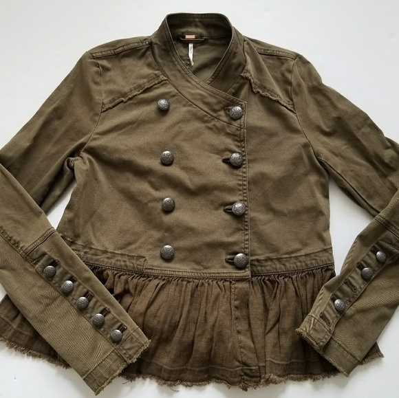 Free People Flared Hem Military Jacket Size XS - Picture 6 of 8